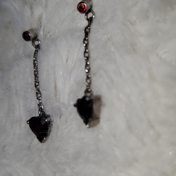 Garnet and Gunmetal ❤ Earrings - Picture 4 of 10